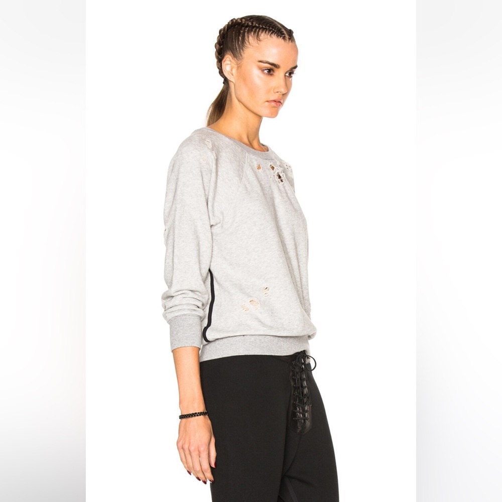 Unravel Shredded Raglan Crewneck Sweatshirt - Picture 2 of 4